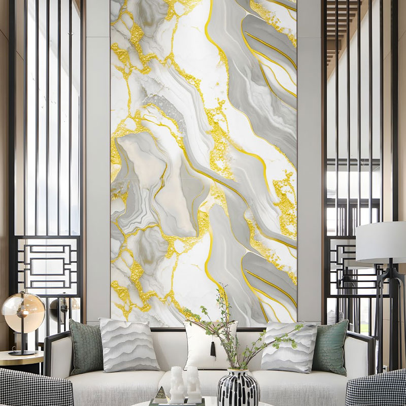 Autocolant de perete de marmură aurită